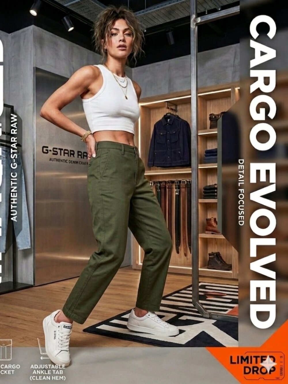 G-Star RAW Olive Green Wide Leg Utility Pants – Women’s (New, No Tag) Size 28